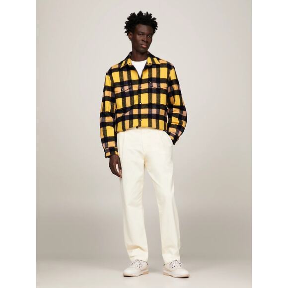 NWT $229 Large - Tommy Hilfiger Wool Blend Check Button Pocket Overshirt Autumn - Picture 2 of 8